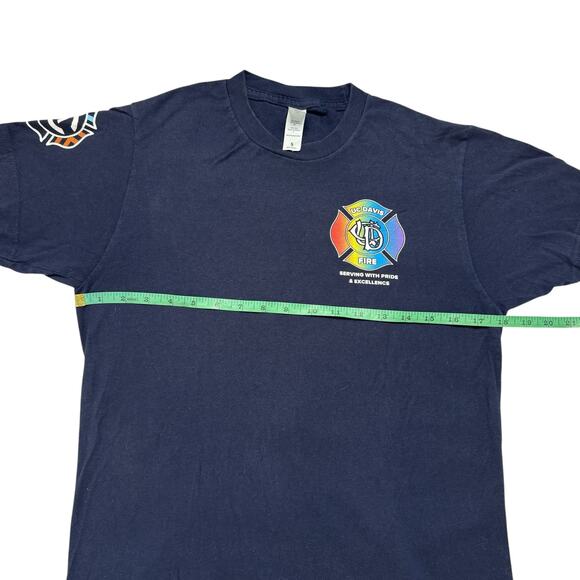 UC Davis Fire Serving with Pride Navy Blue Tee Size Small Mens Unisex Rainbow - Picture 7 of 8